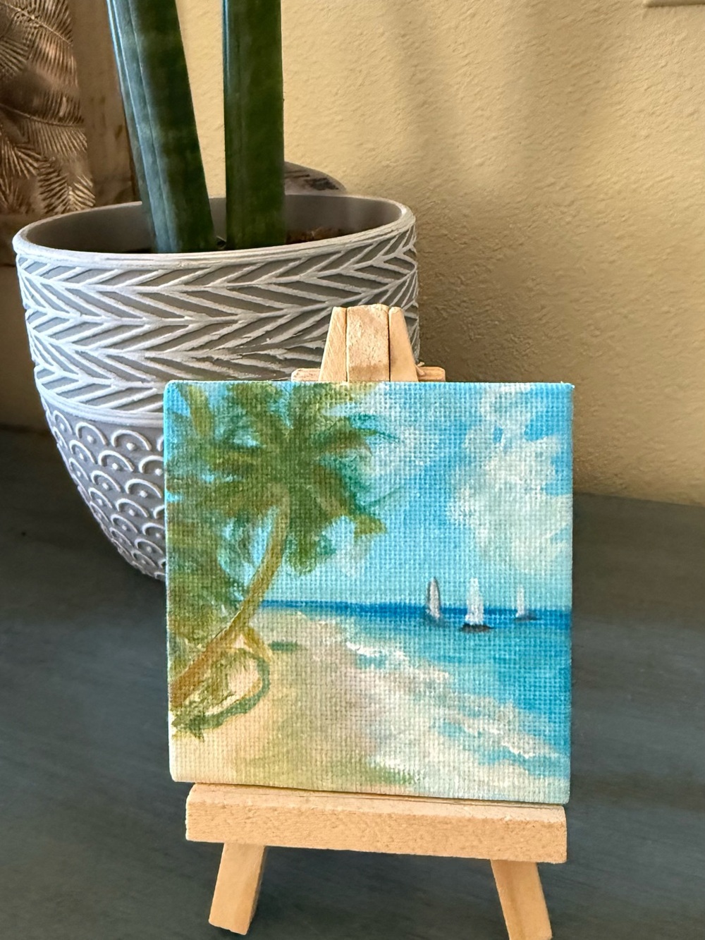 Mini Beachscape Canvas Painting - Blue & Green Seascape